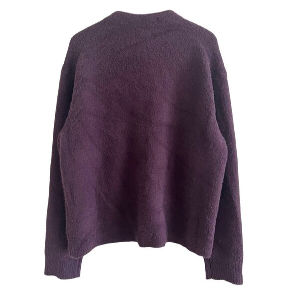 Abercrombie & Fitch Purple Fuzzy Knit Cardigan M Chunky Oversized Cabincore Cozy - Picture 2 of 10